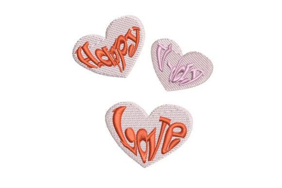 Happy V Day Love Hearts Embroidery Design Set