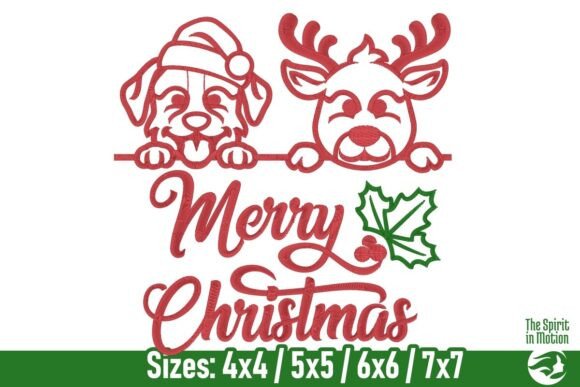 Merry Christmas Santa and Dog - Outline