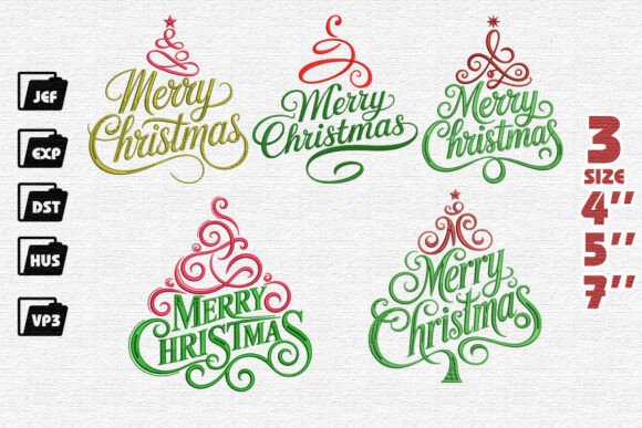 Merry Christmas Tree Embroidery Bundle