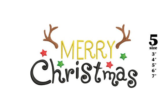 Merry Christmas with Antlers and Stars