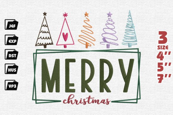 Modern Framed Merry Christmas Embroidery