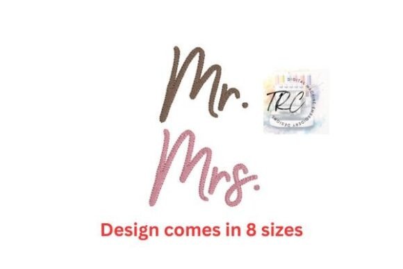 Mr Mrs Script Embroidery Design