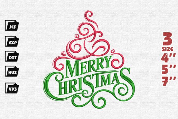 Ornate Scrollwork Merry Christmas Design