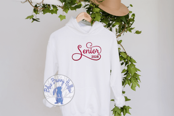 Senior 2028: A Chic, Script-Based Graduation Embroidery Design